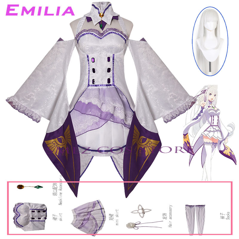Cosplay Anime Women - Costume de cosplay Emilia Anime Re